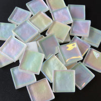 Pâte De Verre Cristal Ondulé Irisé 20mm Blanc