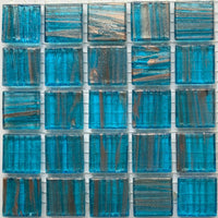 Verre Mosaique - glass mosaic -Glasmosaik-glasmozaïek-Glasmozaiek met Goud Dooradert 20mm Rifblauw - mosaicshop