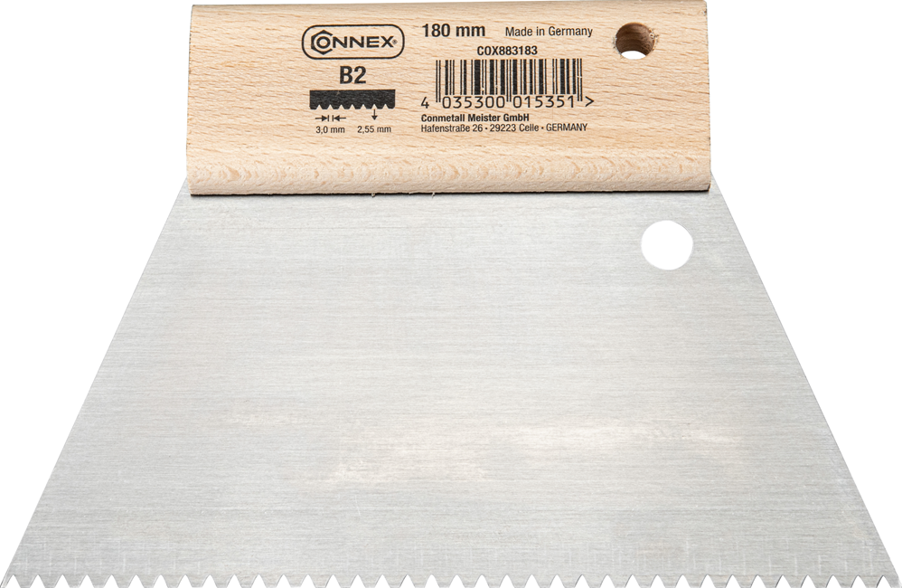 Connex – Notched adhesive spreader – 180 mm – B2 2,9 × 2,7 mm