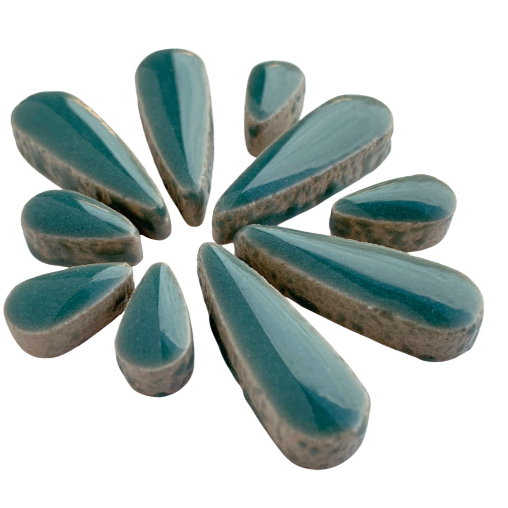 Ceramic Teardrops  Phthalo Green