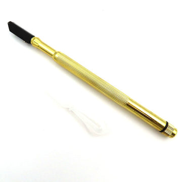 Glass cutter with oil reservoir, slim head and brass handle