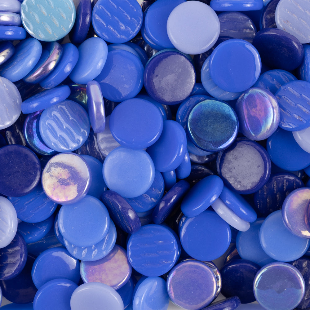 Pastilles De Verre 18mm  Mélange Bleu