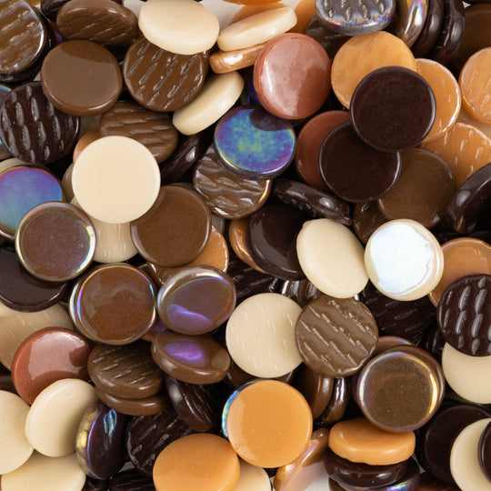 Pastilles De Verre 18mm  Mélange Marron