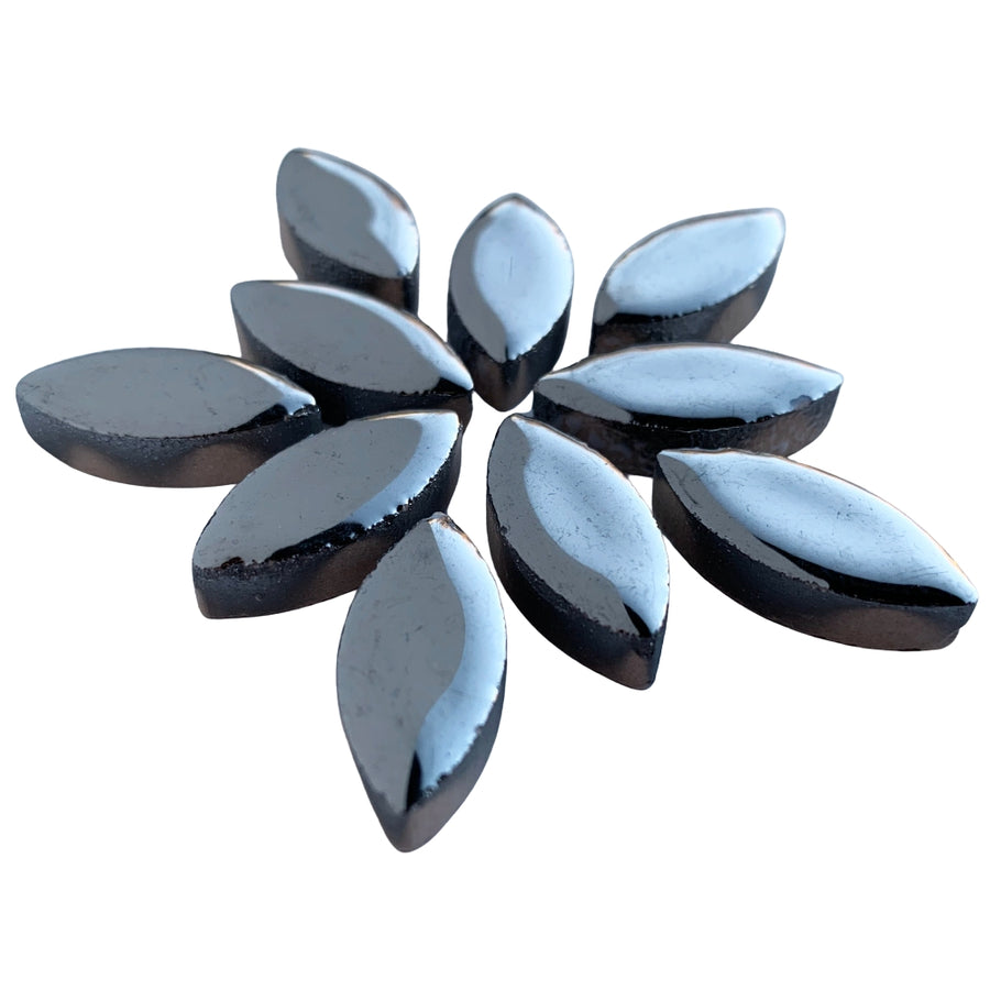 Mosaiksteinen Elipsenform 25mm  Silber