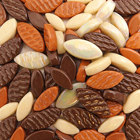 Mosaiksteinen Elipsenform Glas  Braun Beige Mix