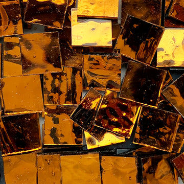 Pâtes de Verre Miroir Colorées 20mm  Cuivre Ondulé