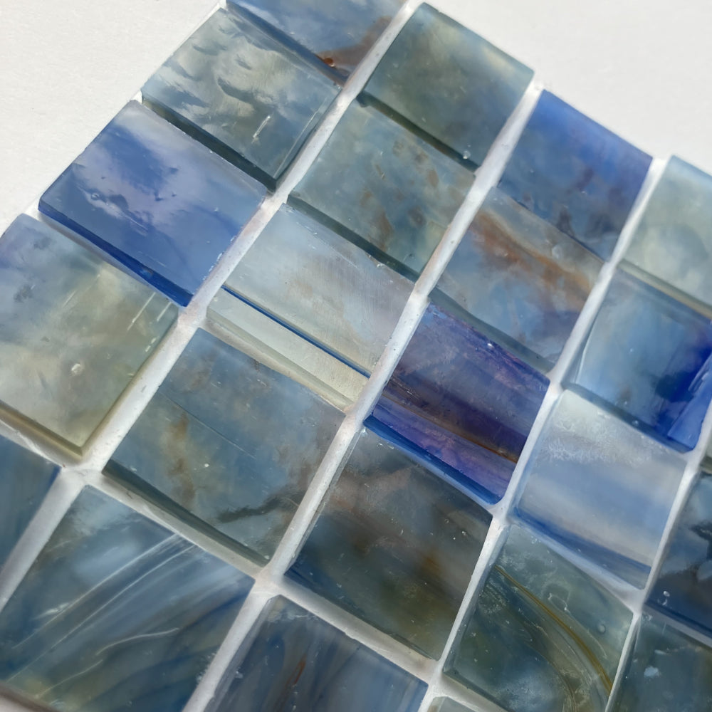 Glasmosaik Tiffany-Glas 20mm  Gezeitenblau