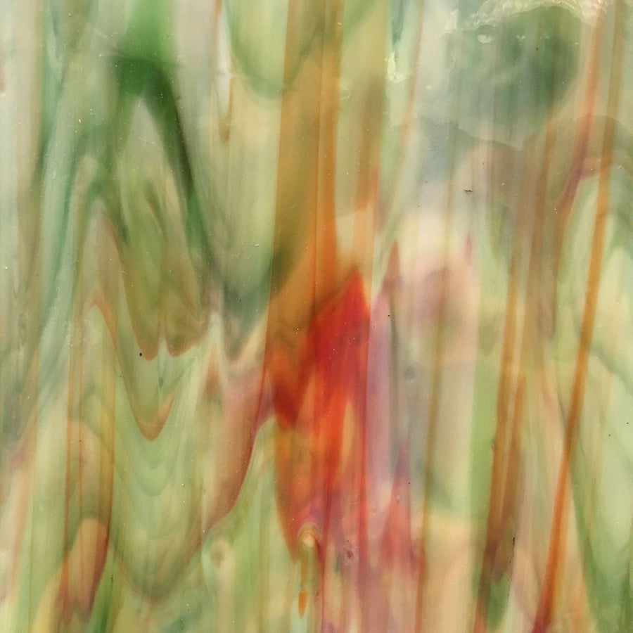 Glass Plate  Green Red Ring Mottle