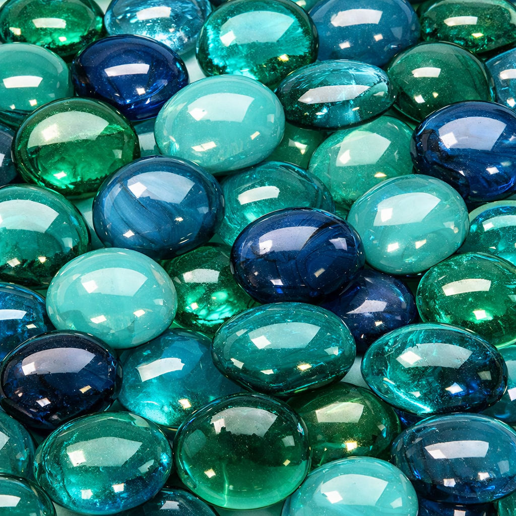 Billes de Verre  16-20 mm Vert Bleu Mix
