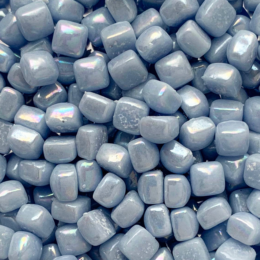 Verre Mosaique - glass mosaic -Glasmosaik-glasmozaïek-Micro Glasmozaiek 4,8mm Parelmoer Lichtblauw - mosaicshop