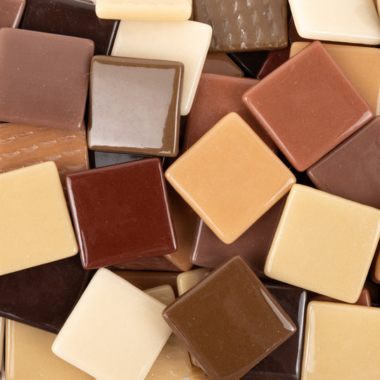 Pâtes De Verre 25mm Brun Beige Mix