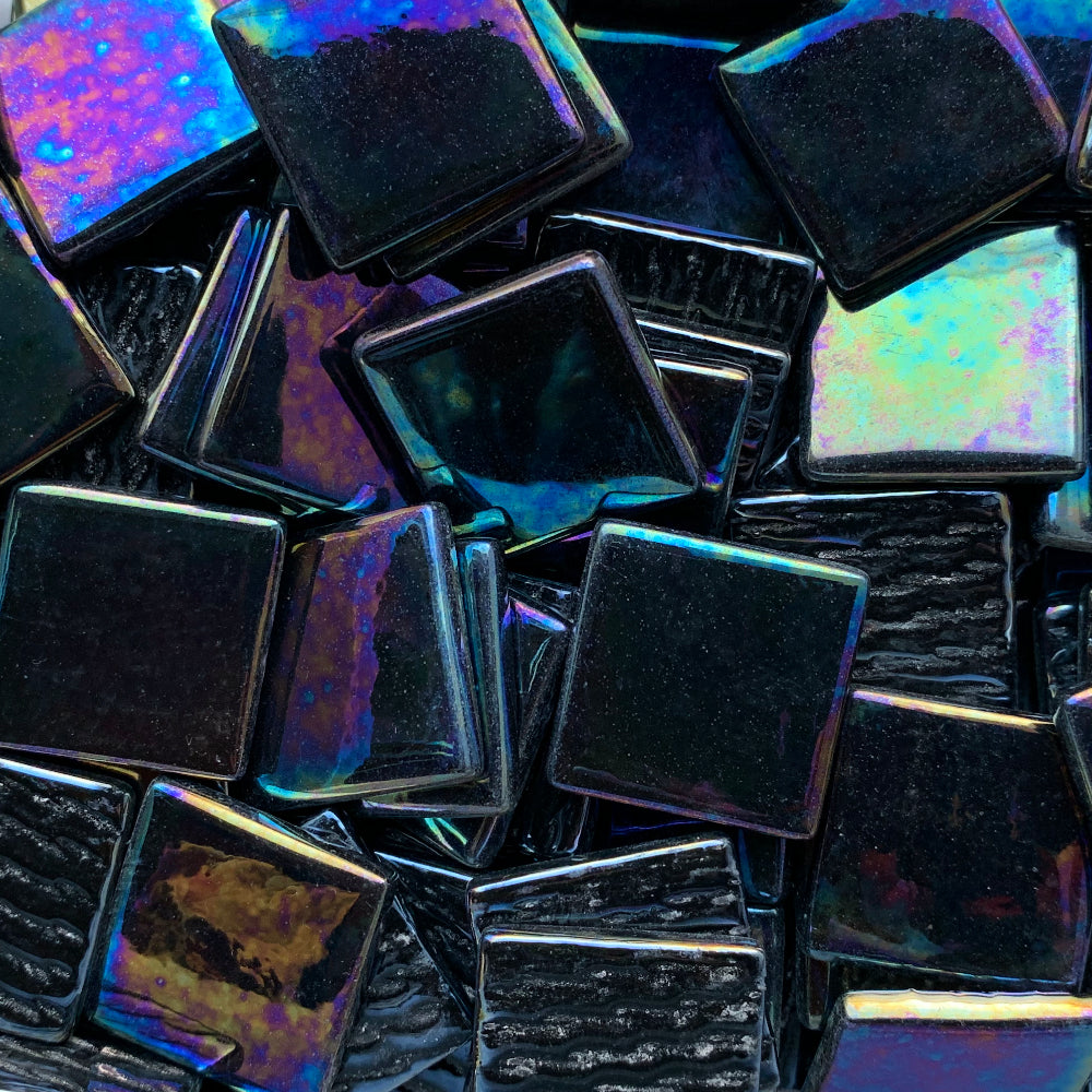 Fantasy Glas Perle 25mm  Opal Schwarz