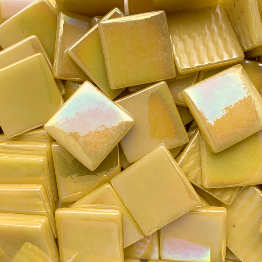 Fantasy Glas Perle 25mm  Opal Gelb