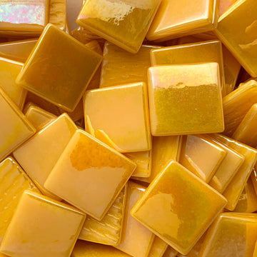 Pâtes De Verre  25mm Jaune Chaud Iridescent