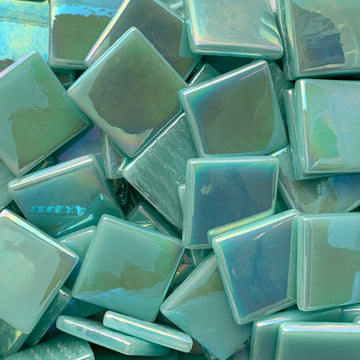 Pâtes De Verre  25mm Cyan Clair Iridescent