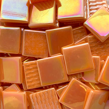 Pâtes De Verre  25mm Orange Opale Iridescent