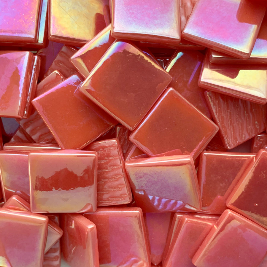 Fantasy Glas Perle 25mm  Orange-Rot