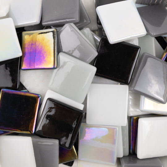 Pâtes De Verre 25mm Svart-Grå-Vit Mix