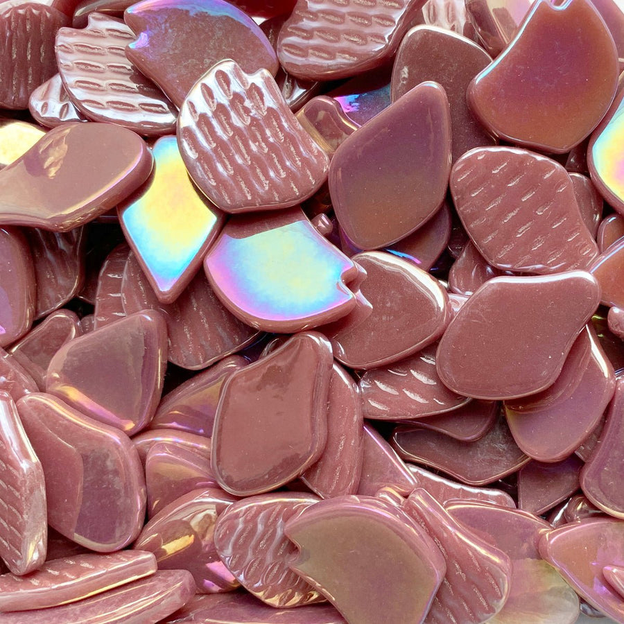 Verre Mosaique - glass mosaic -Glasmosaik-glasmozaïek-Bloemblaadjes Glas Parelmoer Framboos - mosaicshop