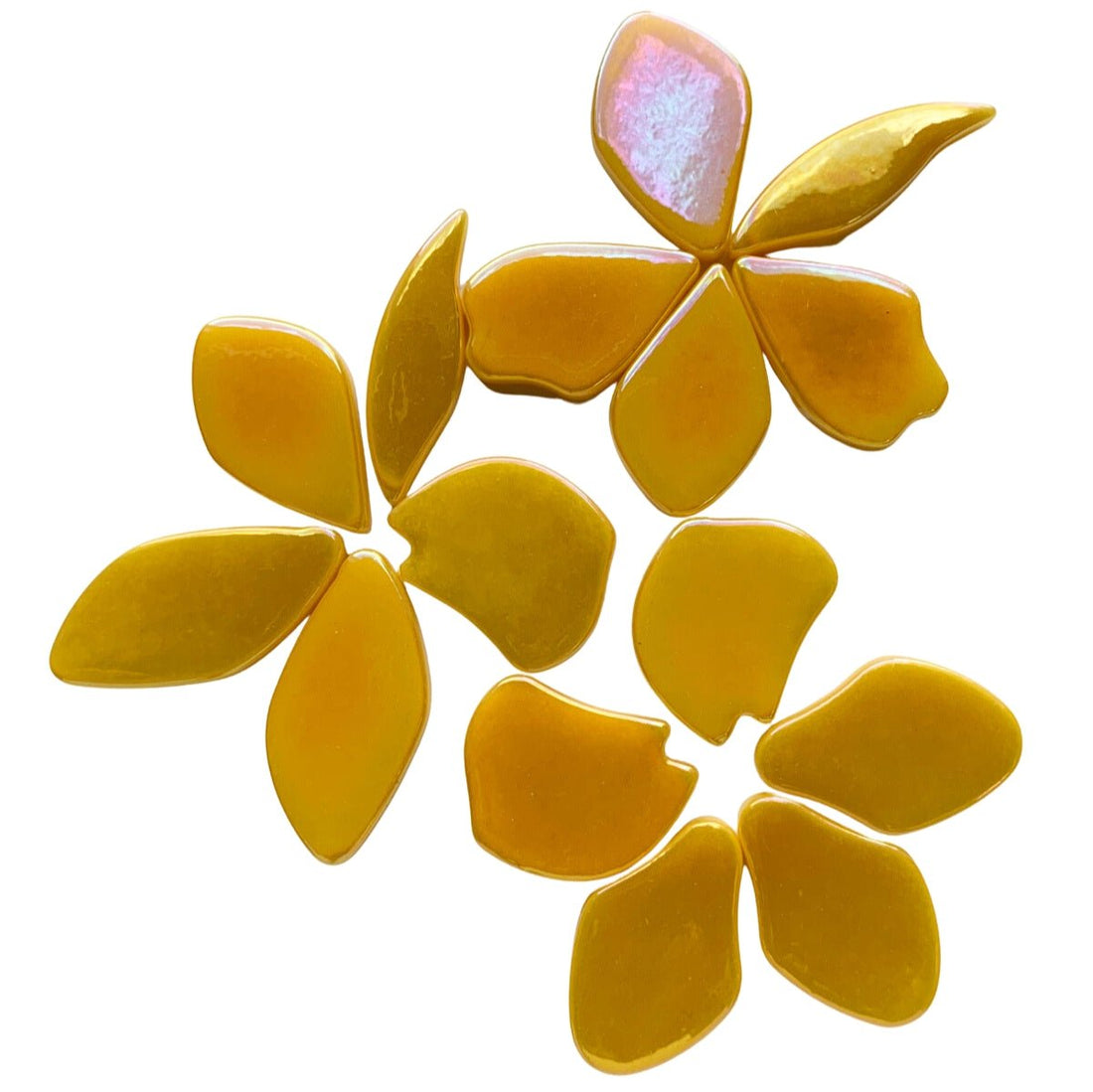 Verre Mosaique - glass mosaic -Glasmosaik-glasmozaïek-Bloemblaadjes Glas Parelmoer Warm Geel - mosaicshop