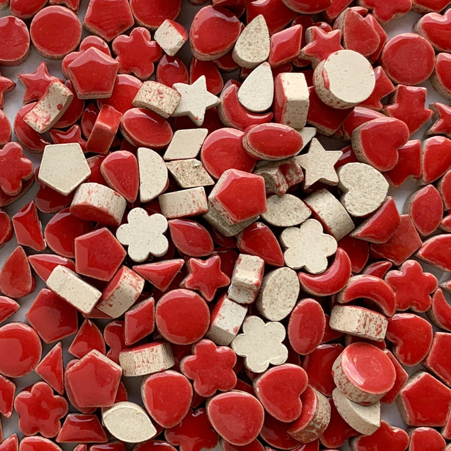 Verre Mosaique - glass mosaic -Glasmosaik-glasmozaïek-Charms Mini Rood - mosaicshop