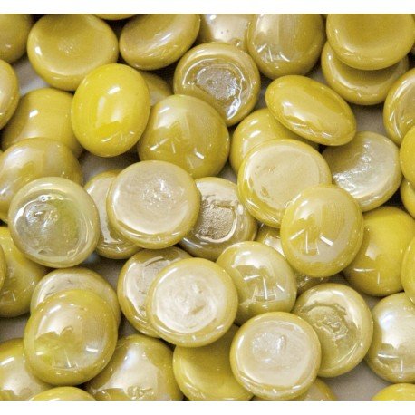 Verre Mosaique - glass mosaic -Glasmosaik-glasmozaïek-Glasdruppels 16-20mm Opaalgeel - mosaicshop