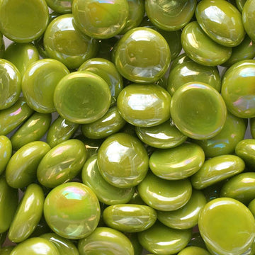 Verre Mosaique - glass mosaic -Glasmosaik-glasmozaïek-Glasdruppels 16-20mm Opaalkiwi - mosaicshop