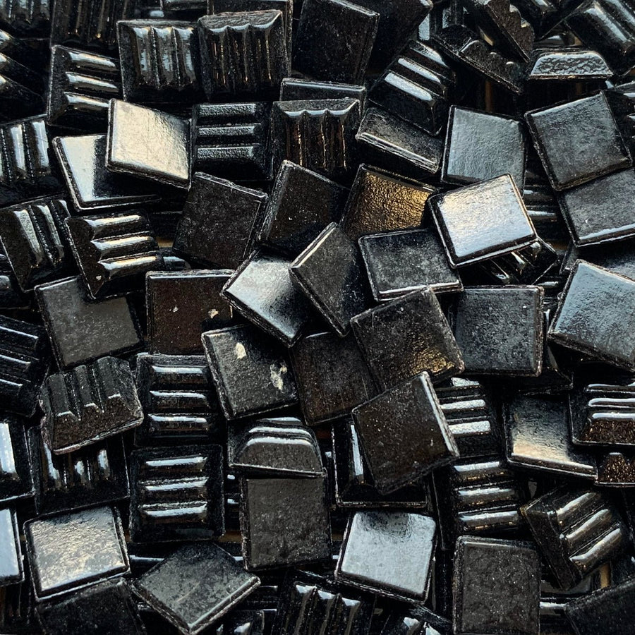 Verre Mosaique - glass mosaic -Glasmosaik-glasmozaïek-Glasmozaiek 10mm Zwart - mosaicshop