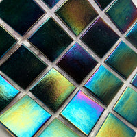 Verre Mosaique - glass mosaic -Glasmosaik-glasmozaïek-Glasmozaiek Iriserend 20mm Gitzwart - mosaicshop