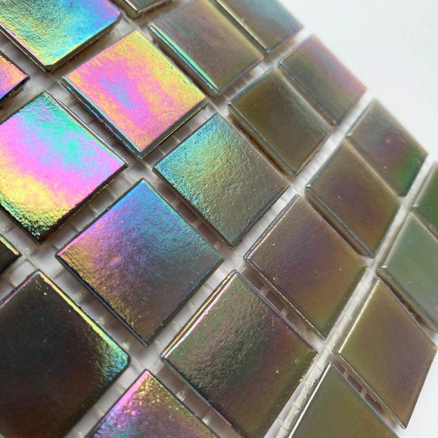 Verre Mosaique - glass mosaic -Glasmosaik-glasmozaïek-Glasmozaiek Iriserend 20mm Mistkristal - mosaicshop