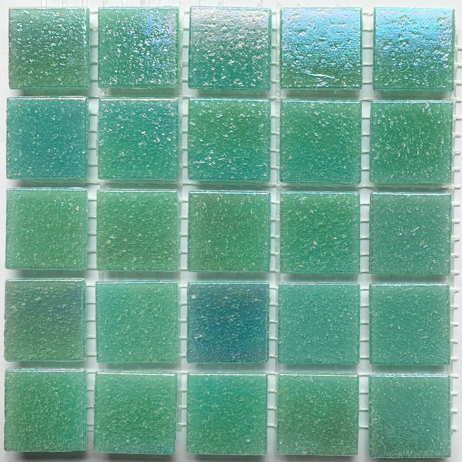Verre Mosaique - glass mosaic -Glasmosaik-glasmozaïek-Glasmozaiek Iriserend 20mm Turkoois - mosaicshop