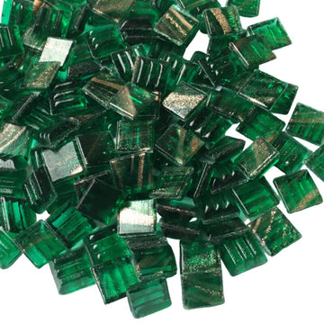 Verre Mosaique - glass mosaic -Glasmosaik-glasmozaïek-Glasmozaiek met Goud Dooradert 10mm Bosgroen - mosaicshop