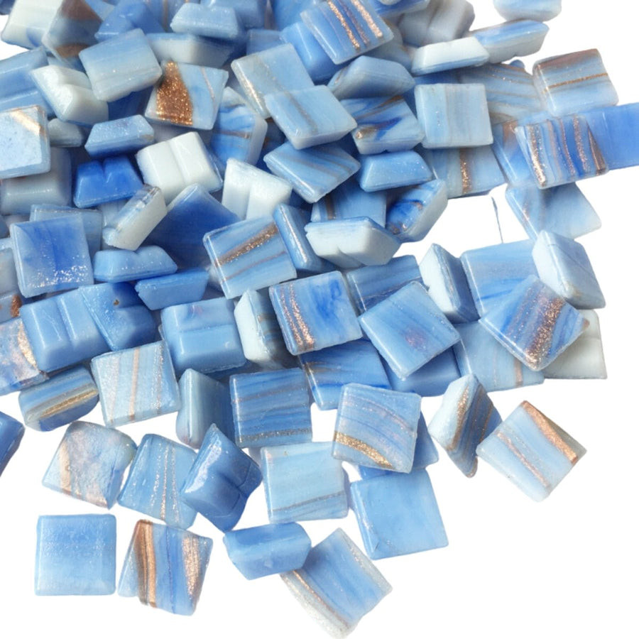 Verre Mosaique - glass mosaic -Glasmosaik-glasmozaïek-Glasmozaiek met Goud Dooradert 10mm Hemelsblauw - mosaicshop