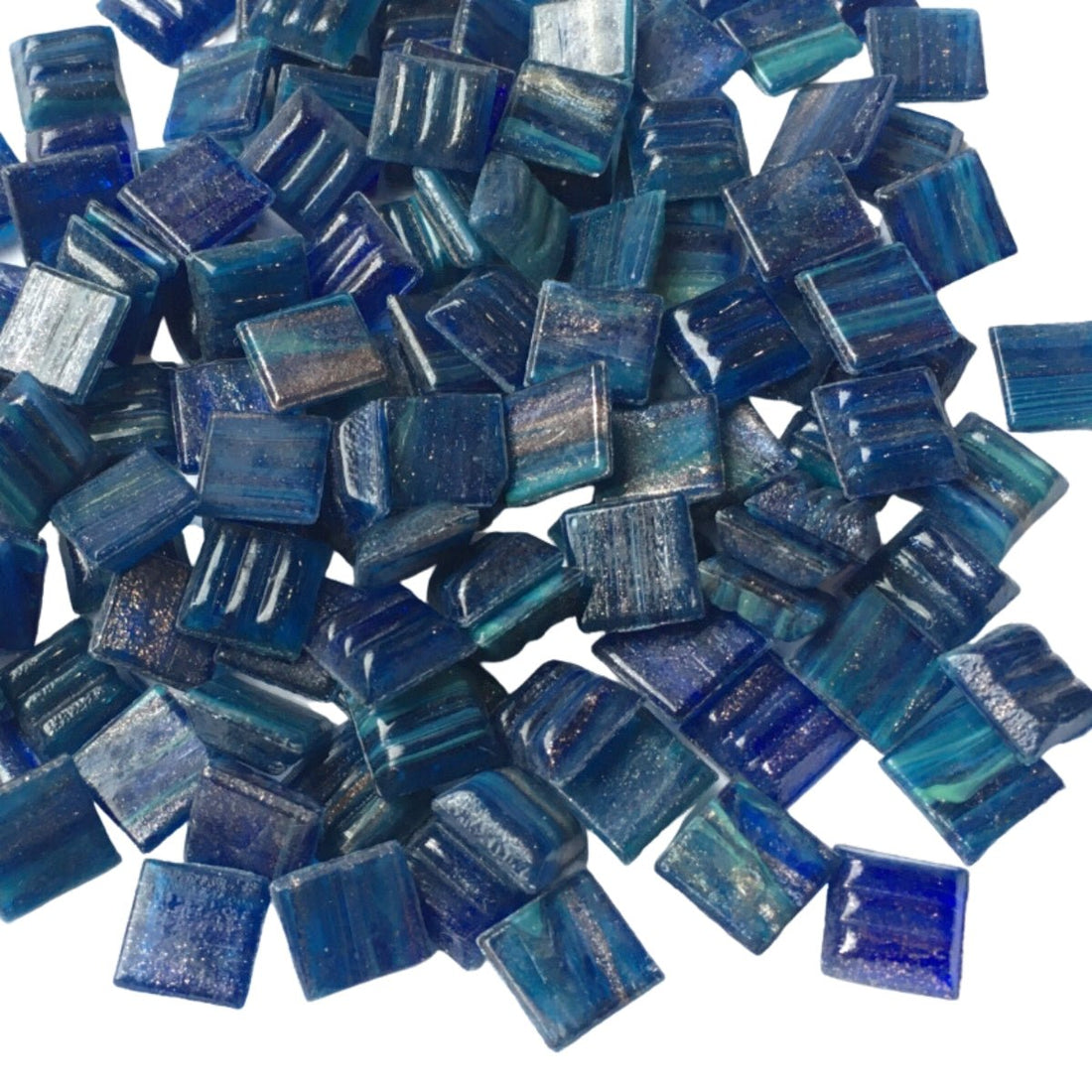 Verre Mosaique - glass mosaic -Glasmosaik-glasmozaïek-Glasmozaiek met Goud Dooradert 10mm Pauwenglans - mosaicshop