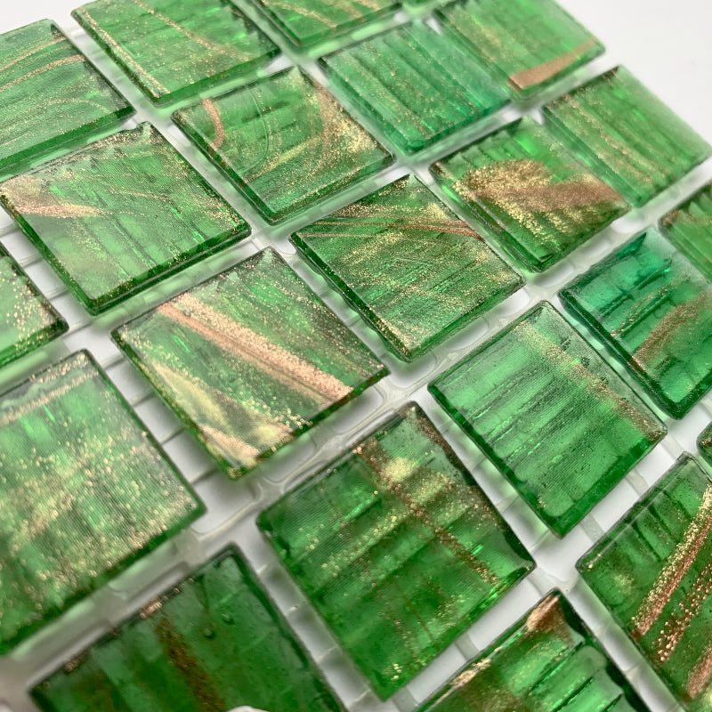 Verre Mosaique - glass mosaic -Glasmosaik-glasmozaïek-Glasmozaiek met Goud Dooradert 20mm Absint - mosaicshop