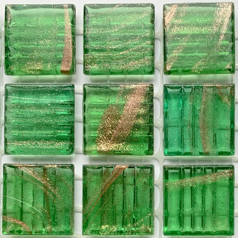 Verre Mosaique - glass mosaic -Glasmosaik-glasmozaïek-Glasmozaiek met Goud Dooradert 20mm Absint - mosaicshop