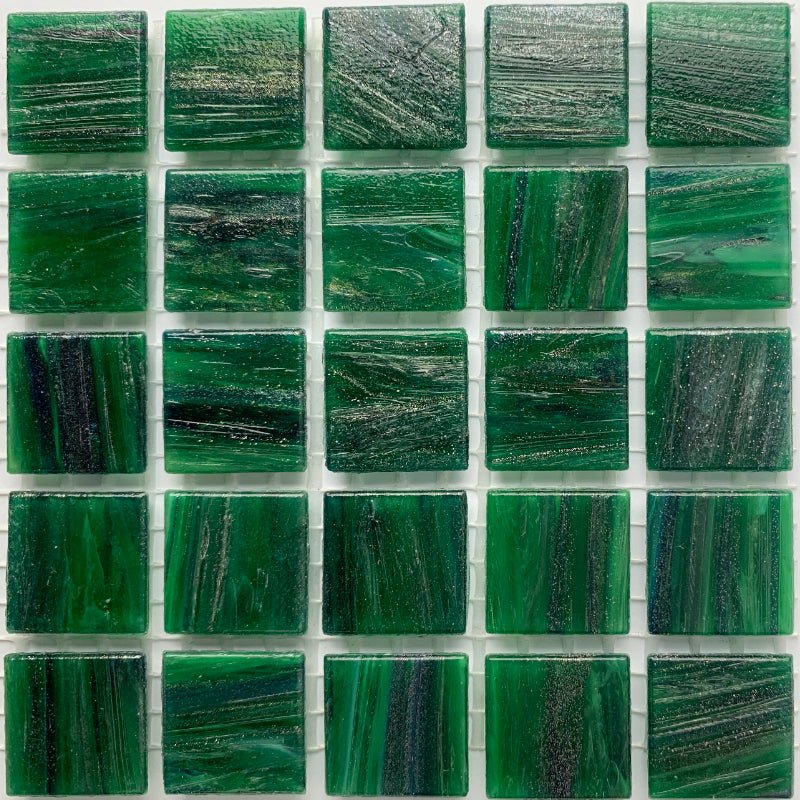 Verre Mosaique - glass mosaic -Glasmosaik-glasmozaïek-Glasmozaiek met Goud Dooradert 20mm Bosgroen - mosaicshop