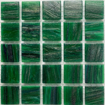 Verre Mosaique - glass mosaic -Glasmosaik-glasmozaïek-Glasmozaiek met Goud Dooradert 20mm Bosgroen - mosaicshop