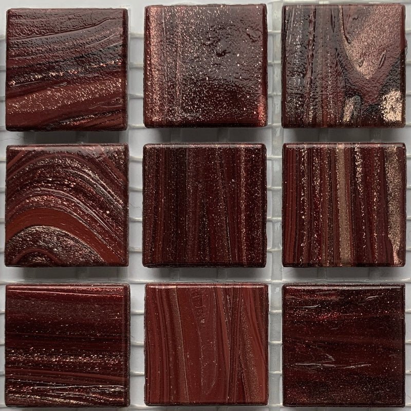 Verre Mosaique - glass mosaic -Glasmosaik-glasmozaïek-Glasmozaiek met Goud Dooradert 20mm Granaat - mosaicshop