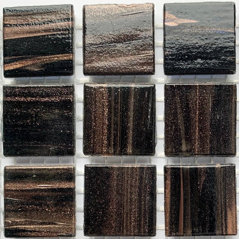 Verre Mosaique - glass mosaic -Glasmosaik-glasmozaïek-Glasmozaiek met Goud Dooradert 20mm Hermatiet - mosaicshop