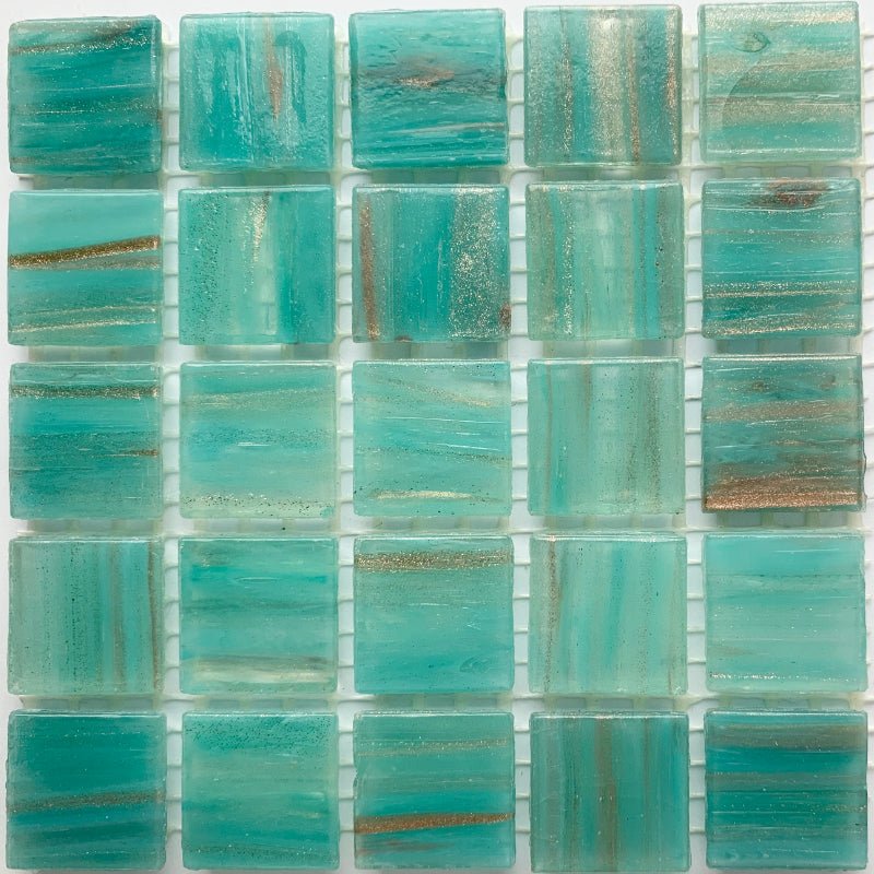 Verre Mosaique - glass mosaic -Glasmosaik-glasmozaïek-Glasmozaiek met Goud Dooradert 20mm Nijlblauw - mosaicshop