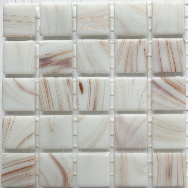 Verre Mosaique - glass mosaic -Glasmosaik-glasmozaïek-Glasmozaiek met Goud Dooradert 20mm Witgoud - mosaicshop