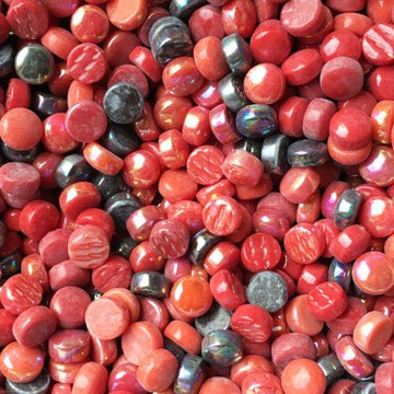 Verre Mosaique - glass mosaic -Glasmosaik-glasmozaïek-Glasnopjes 12mm Roodmix - mosaicshop
