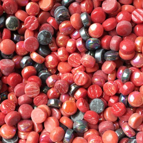 Verre Mosaique - glass mosaic -Glasmosaik-glasmozaïek-Glasnopjes 12mm Roodmix - mosaicshop