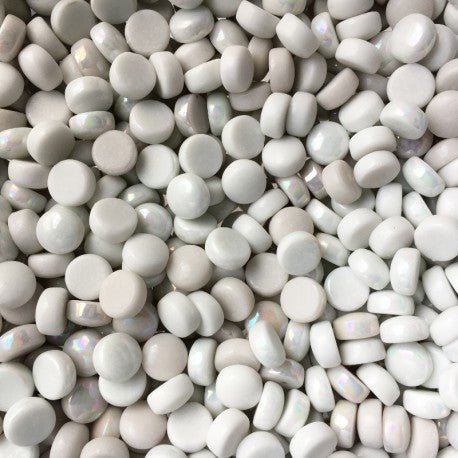 Verre Mosaique - glass mosaic -Glasmosaik-glasmozaïek-Glasnopjes 12mm Witmix - mosaicshop