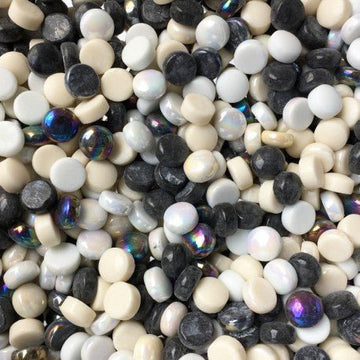 Verre Mosaique - glass mosaic -Glasmosaik-glasmozaïek-Glasnopjes 12mm Zwart/Witmix - mosaicshop