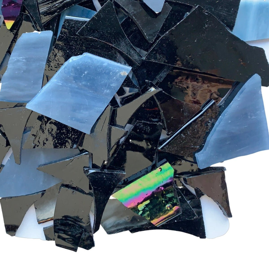 Verre Mosaique - glass mosaic -Glasmosaik-glasmozaïek-Glasscherven Glasscherven Grijs/Zwartmix - mosaicshop