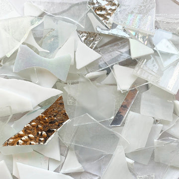 Verre Mosaique - glass mosaic -Glasmosaik-glasmozaïek-Glasscherven Glasscherven Wit - mosaicshop