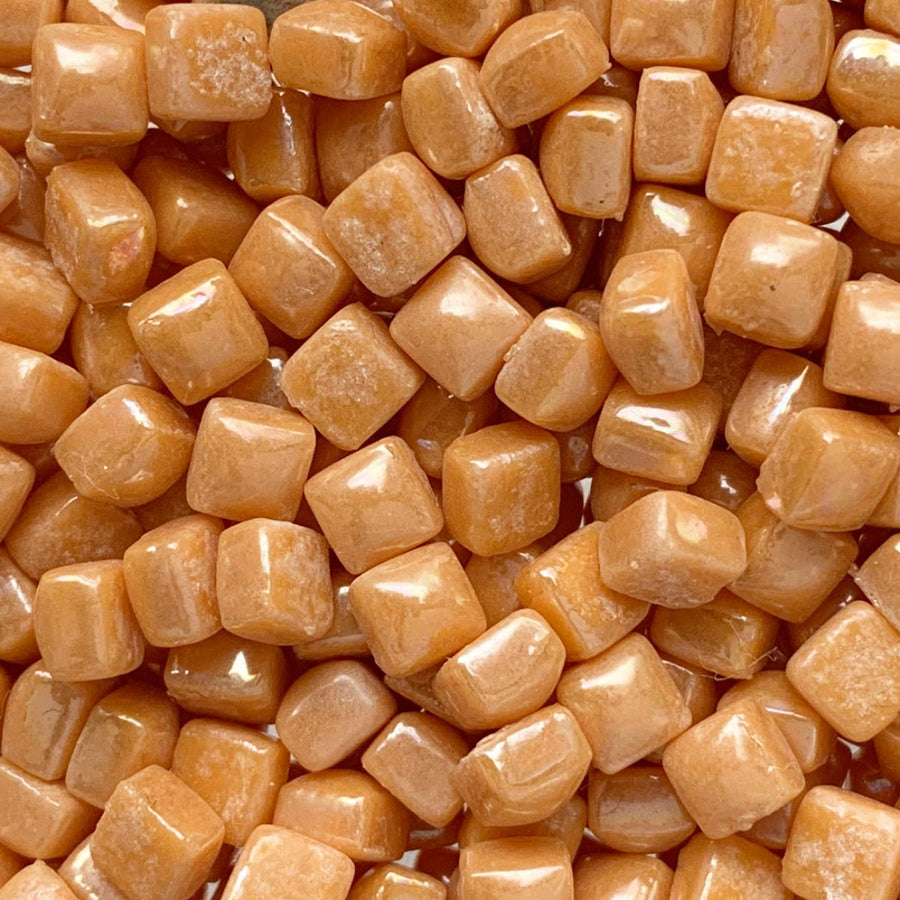 Verre Mosaique - glass mosaic -Glasmosaik-glasmozaïek-Micro Glasmozaiek 4,8mm Parelmoer Oranje - mosaicshop