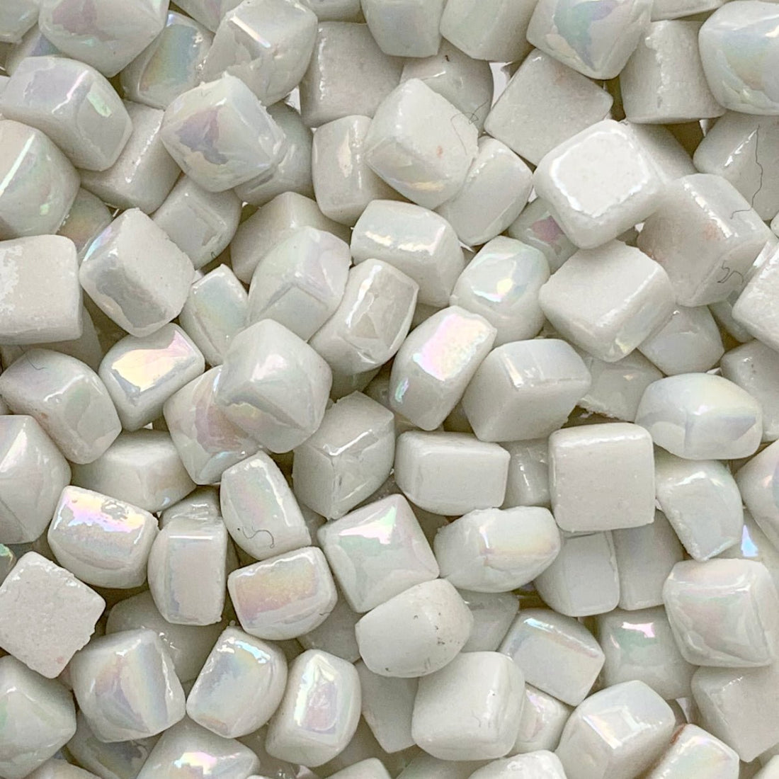 Verre Mosaique - glass mosaic -Glasmosaik-glasmozaïek-Micro Glasmozaiek 4,8mm Parelmoer Wit - mosaicshop